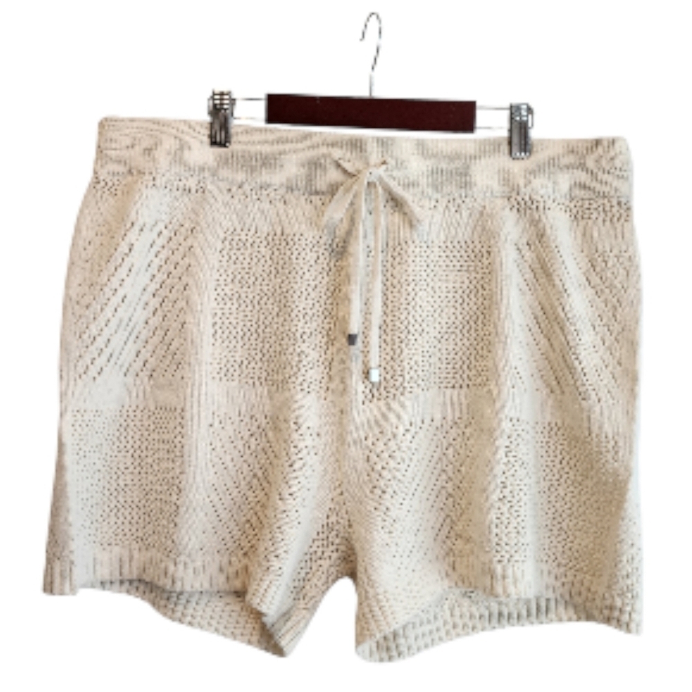 CUPCAKES & CASHEMERE CROTCHET KNIT SHORT IVORY DRAWSTRING WAIST NWT SZ LARGE - Picture 2 of 12